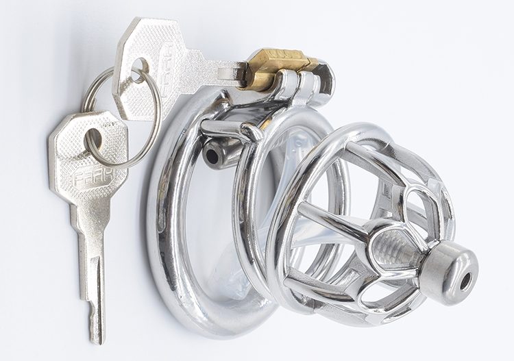 Total high: 52mm &nb... FAAK - Chastity Cage 01 w Catheter 45mm - Silver photo-3
