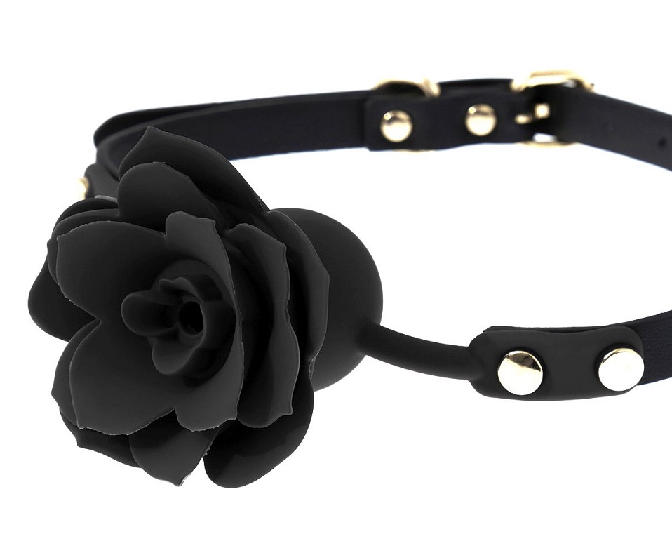 This flexible silicone Rose mouth gag made of high-quality s... Kiotos - Silicone Rose Gag - Black photo-3