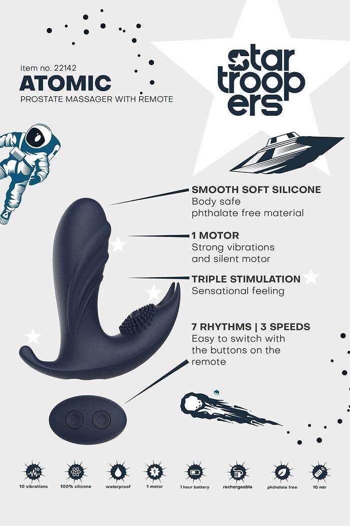 Reach for the stars with the Atomic prostate massager from t... Dreamtoys - Atomic Prostate Massager w Remote - Blue photo-6