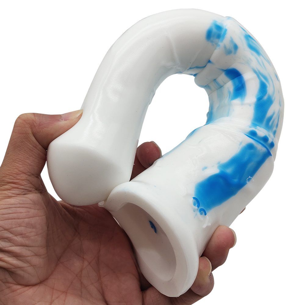 Silicone horse anal dildo, artificial realistic anal plug, s... FAAK - Horse Long Dildo - White/Blue photo-4