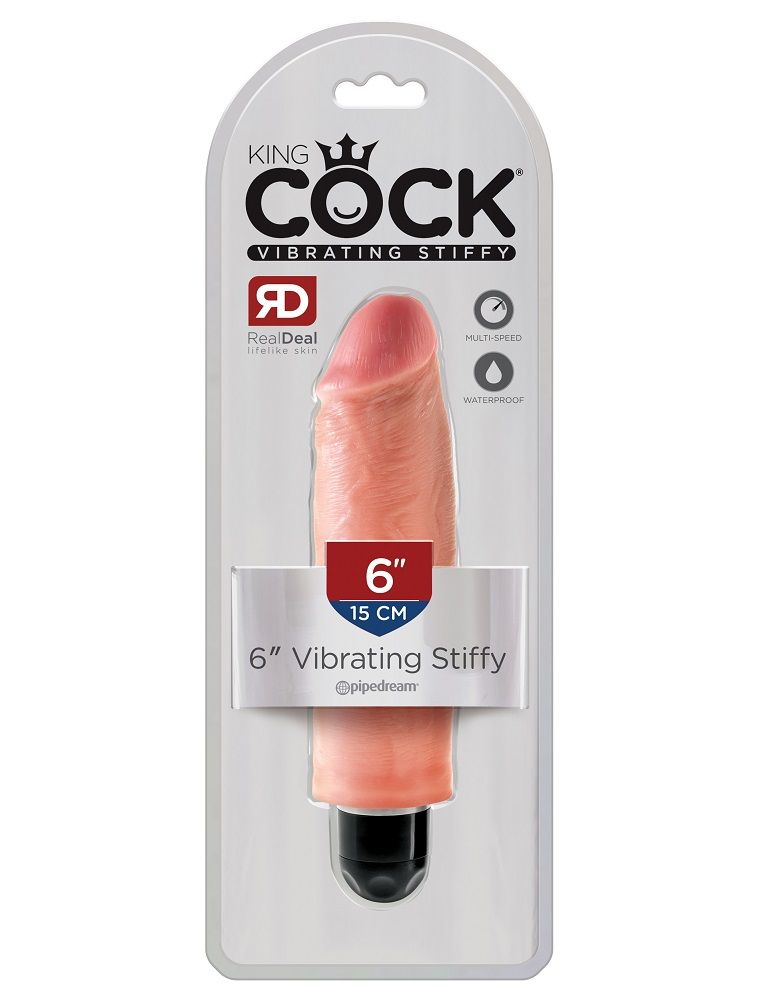 When you’re looking for a realistic vibe that’s always ready... King Cock - Cock 6″ Vibro Stiffy - Flesh photo-3