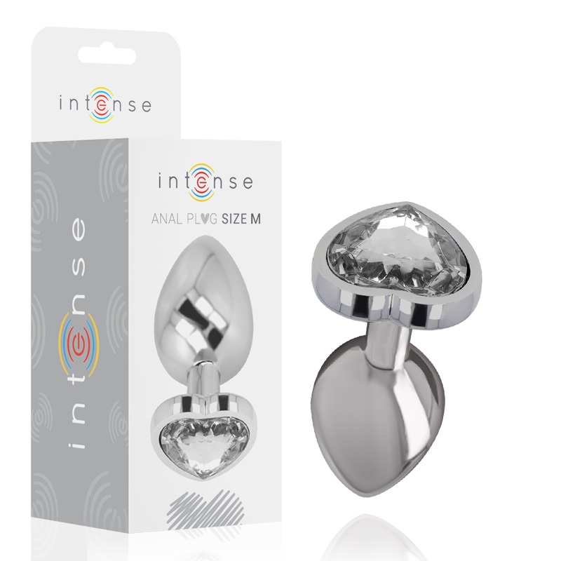 Let your buttocks shine with the Intense anal plug, decorate... Intense - Metal Heart Gem Plug M - Clear photo-6