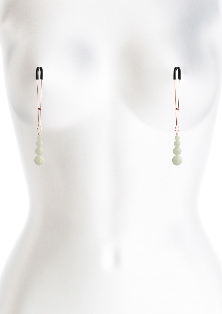 Experience the electrifying allure of Bound Adjustable Nippl... NS Novelties - Bound G2 Pearl Nipple Clamps - Gold photo-3