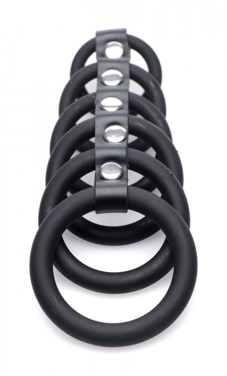 Cage up your lover's erection and deny them the sexual g... Strict - 6 Ring Silicone Chastity Device - Black photo-3