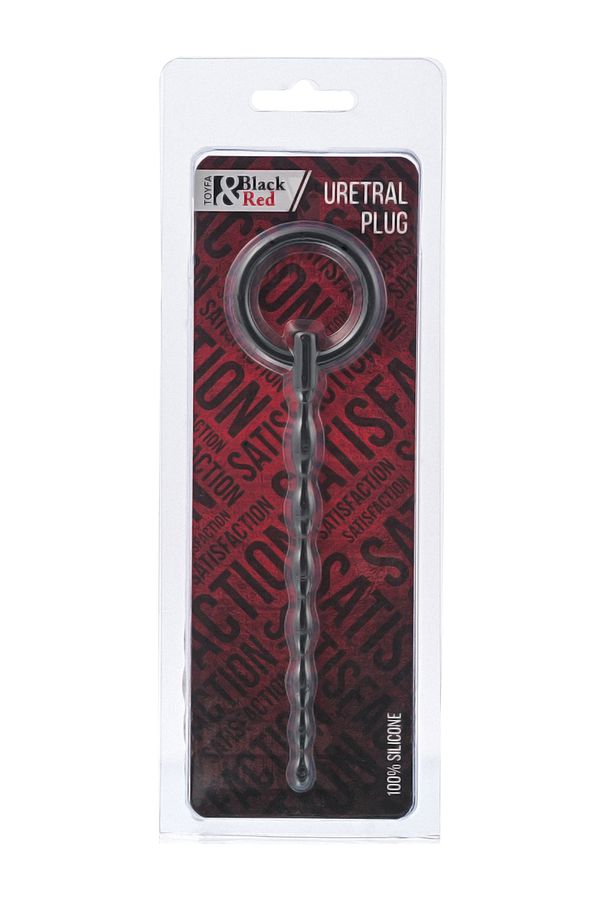 The advantage of a silicone urethral plug is that it easily ... Black&Red - Urethral Silicone Plug w Ring - Black photo-2