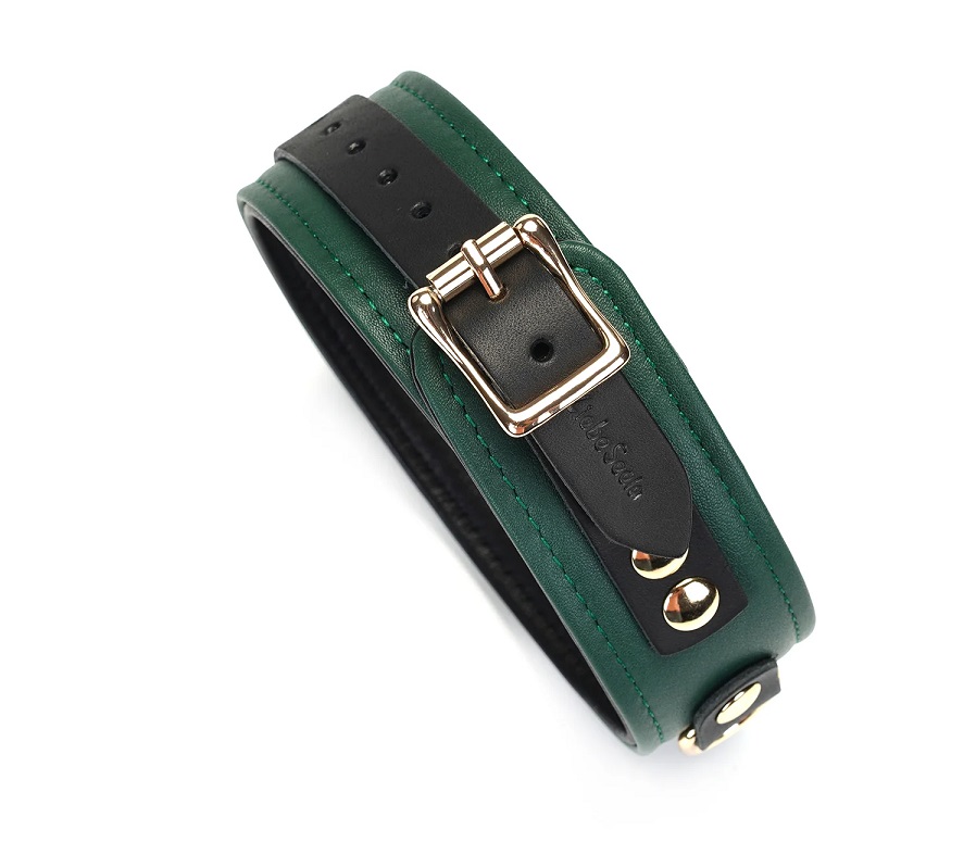 Limited Edition dark green cow leather collar. Turn on your ... Liebe Seele - LE Premium Collar w Leash - Dark Green photo-3