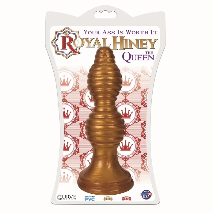 This superbly textured butt plug will give your anus the roy... Royal Hiney - Queen Ribbed Anal Plug - Gold photo-2