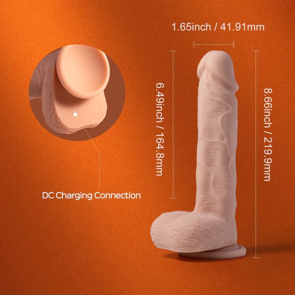 The app-controlled rechargeable dildo is ergonomically desig... Honey Play Box - Paxton 8.5" Thrusting App Dildo - Flesh photo-6