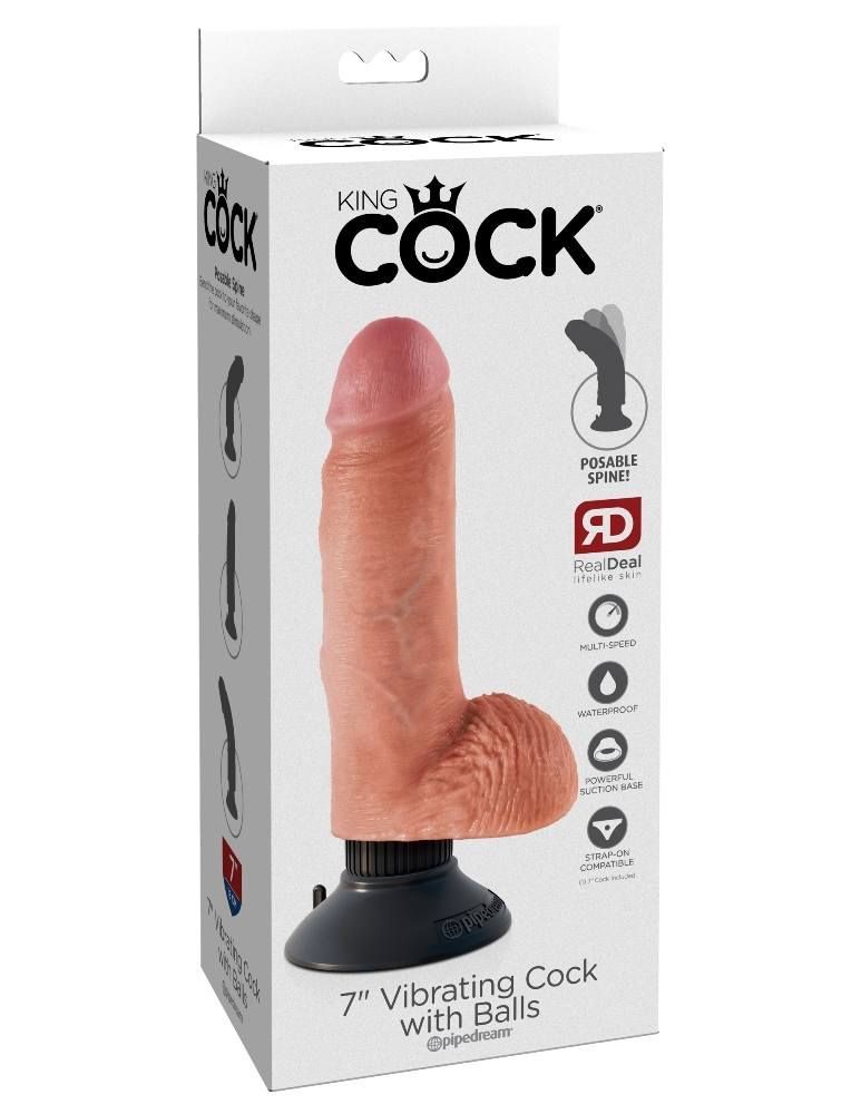 Do you want your first vibrator to look and feel just like t... King Cock - Vibrating Cock 7" with Balls - Flesh photo-8