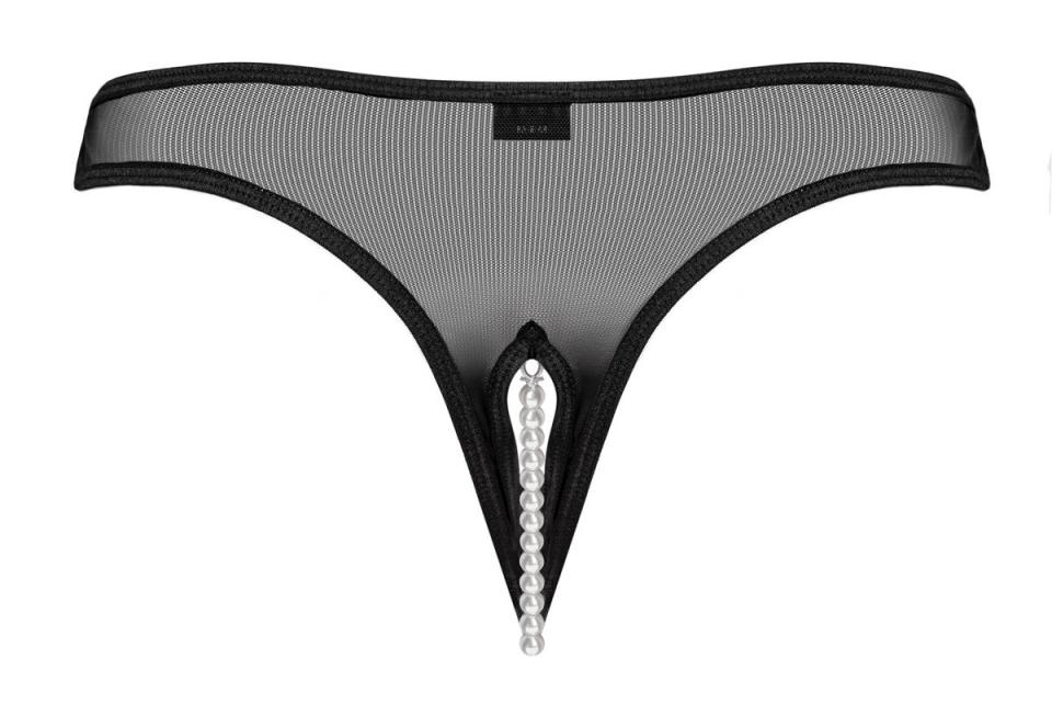 This sexy thong is enticingly crotchless with a nice pearl c... Underneath - Jade Crotchless Thong - Black - L/XL photo-2