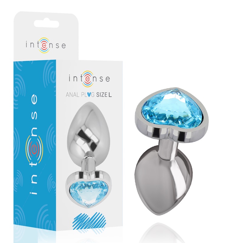 Let your buttocks shine with the Intense anal plug, decorate... Intense - Metal Heart Gem Plug L - Blue photo-6