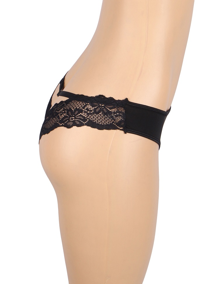 Main fabric is milk silk, soft and comfortable. The back fea... Ohyeah - Lace Hollow Out Panty - Black - M photo-6