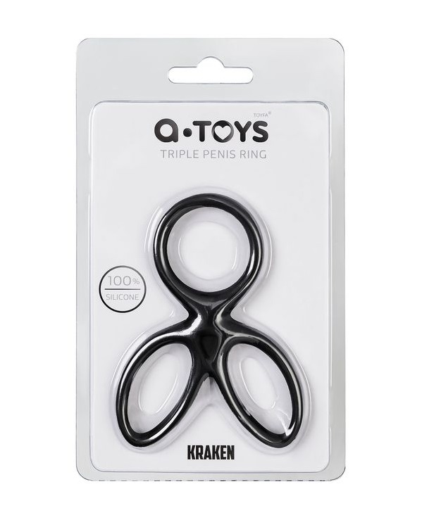 Triple silicone ring will allow you to enhance the sensation... A-Toys - Kraken Triple Ring - Black photo-6