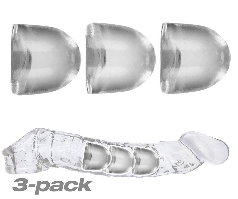 Makes cocksheaths that custom-fit everyone. OXBALLS include ... Oxballs - Adjusfit Insert Cocksheath 3's Pack - Clear photo-4