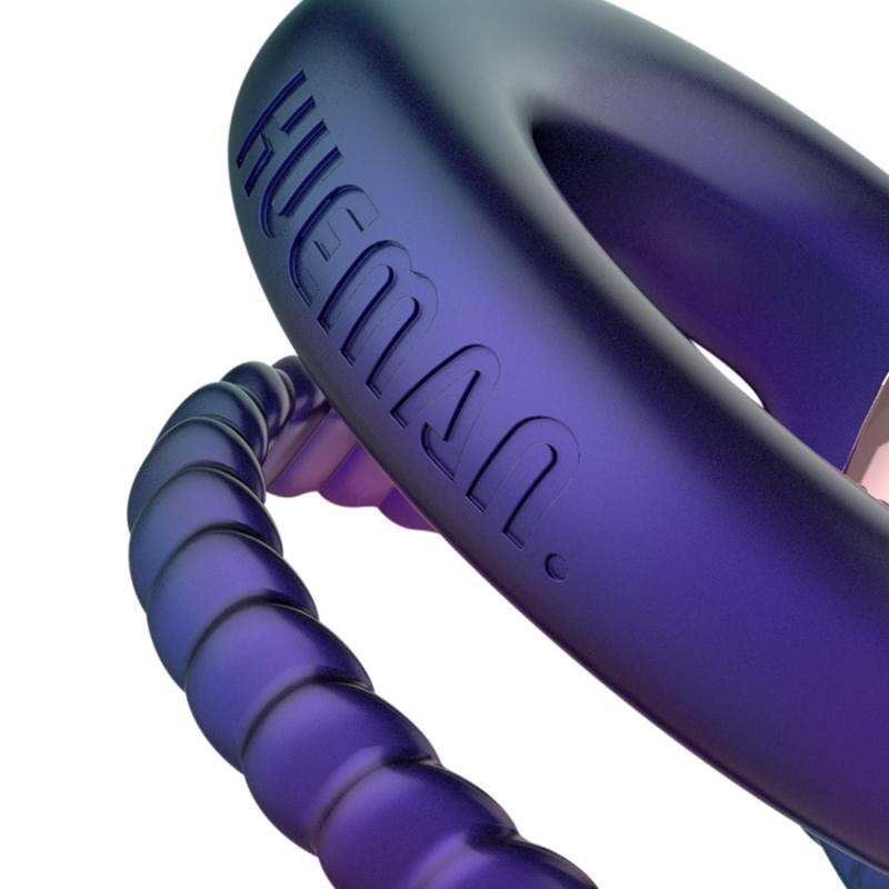 Launch yourself into next-level pleasure with Jupiter, the d... Hueman - Jupiter Vibro Cock & Ball Ring - Purple photo-3