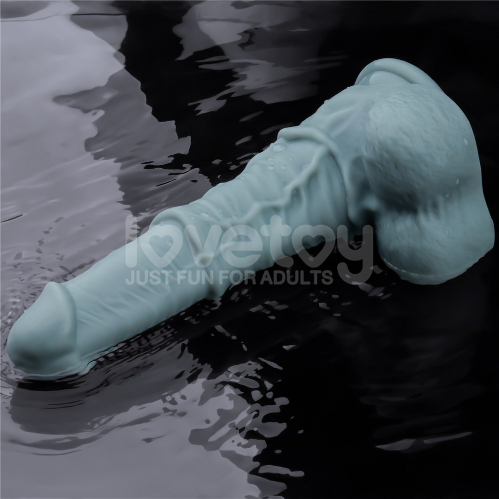 Incredibly lifelike with a dual-layered shaft and realistic ... Lovetoy - 11" Thrusting Vibro Dildo - Blue photo-7