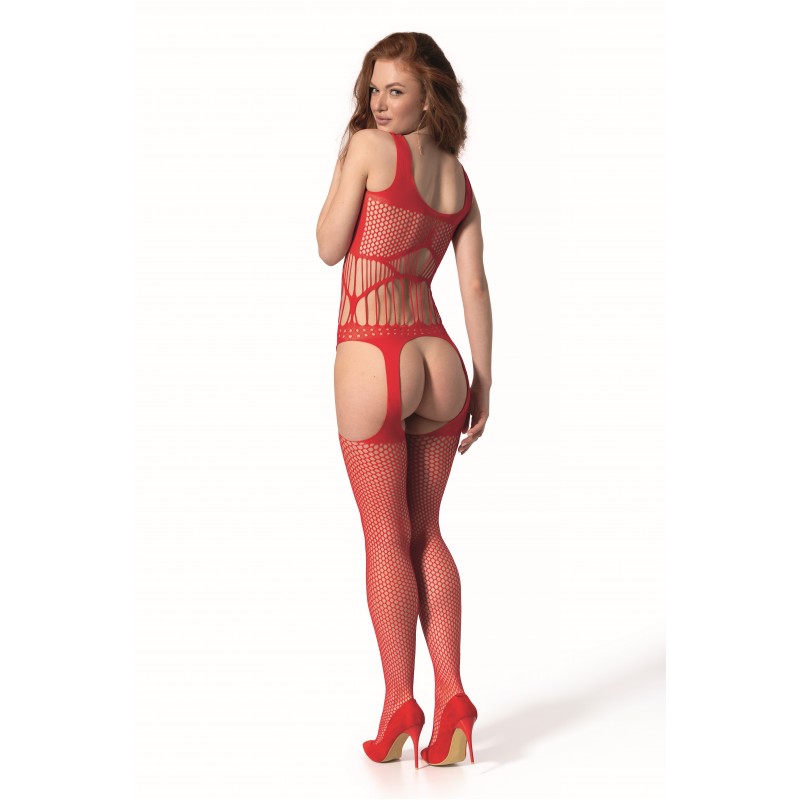 Sexy bodystocking that perfectly fits the figure, emphasizin... Passion - Bodystocking BS106 - Red photo-2