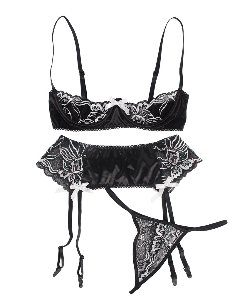 3 piece open bust bra and garter panty set
Material &n... Ohyeah - Open Bra Set w Garter Panty - Black - XL photo-12
