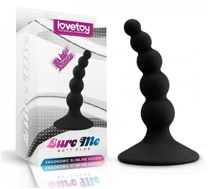 Explore the pleasure of anal play with this small beaded but... Lovetoy - Lure Me Beaded Anal Plug - Black photo-6