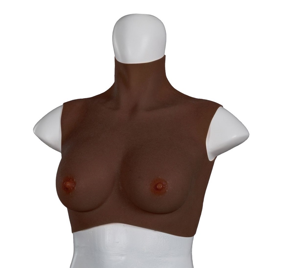 Realistic looking erect nipples & areola. Highly stretchable... XX-Dreamstoys - Ultra Realistic Breast Form S - Black photo-3