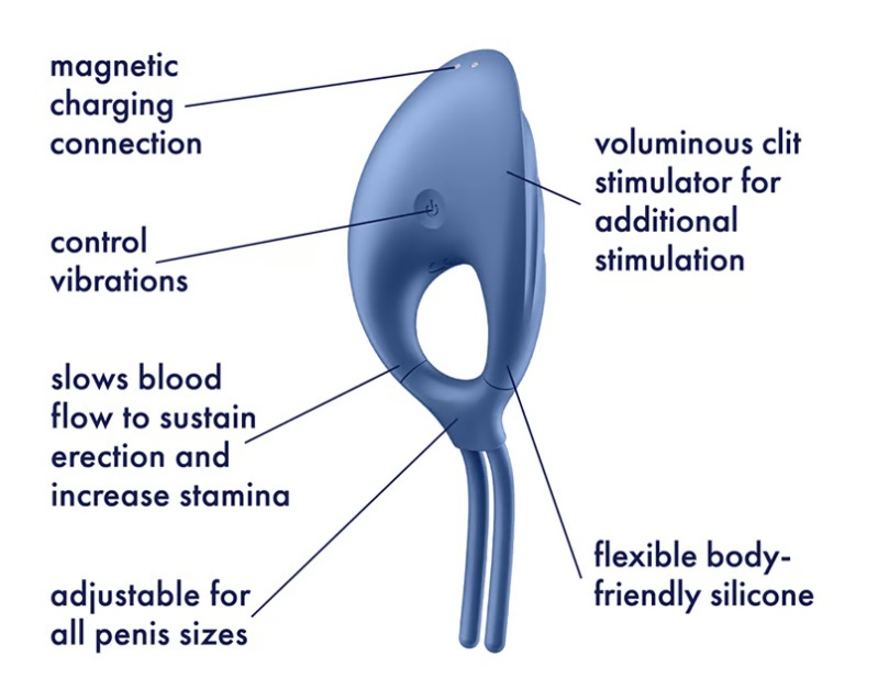 The size-adjustable Satisfyer Swordsman cock ring intensifie... Satisfyer - Swordsman Vibro Ring - Blue photo-5
