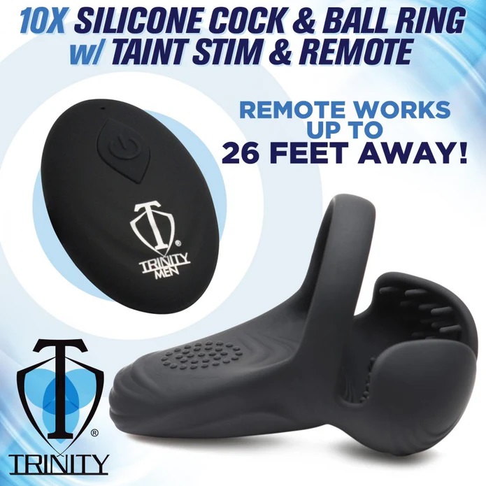 Give your balls a pleasant buzz with this Silicone Cock Ring... Trinity Vibes - Taint Stim Cock & Ball Ring - Black photo-4