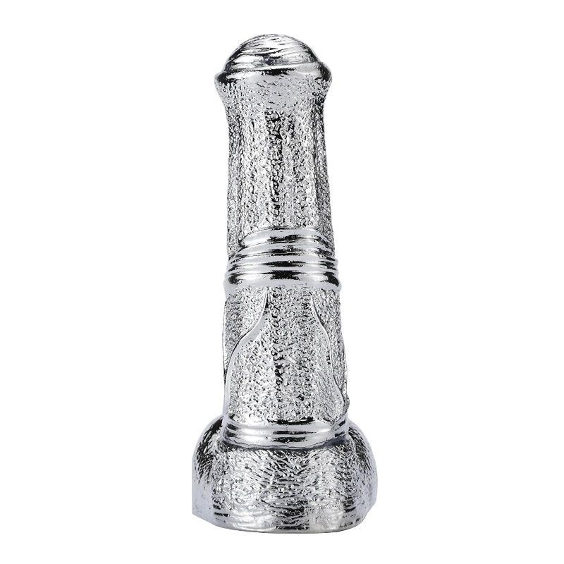 Large and beautiful G-spot metal strapon dildo with balls MT - Metal G-Spot Dildo - Silver photo-5
