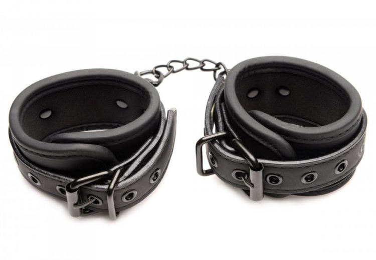 Get kinky with this Wrist and Ankle Cuff Set! The straps are... Master Series - Kinky Comfort Cuffs Set - Black photo-3