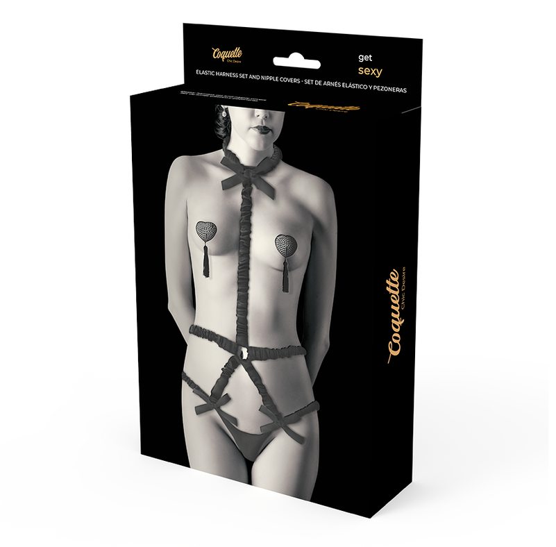 Present you to this exclusive piece perfect for your wardrob... Coquette - Elastic Harness Set - Black photo-3