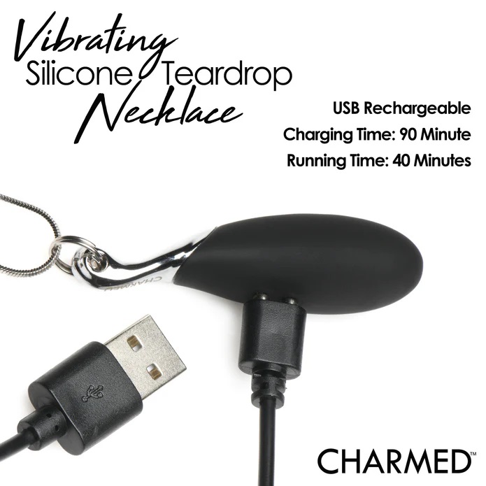 Combine fashion with foreplay to get this vibrating, teardro... Charmed - 10X Vibro Teardrop Necklace - Black photo-7