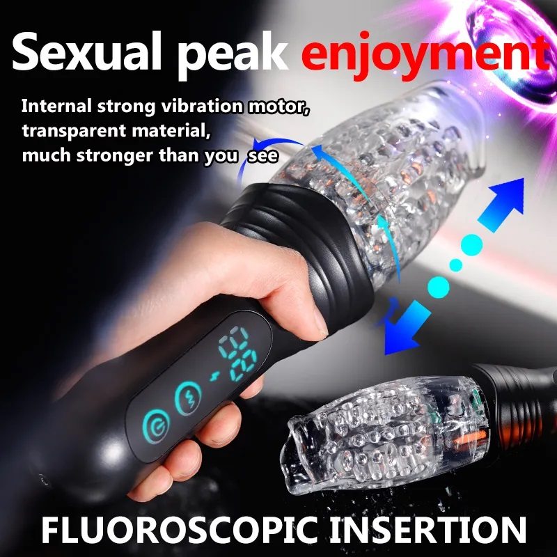 Mens sex toys features 9 powerful rotating and thrusting set... Secwell - Thrusting Vibro Masturbator - Black photo-2
