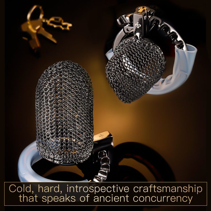 Porous and breathable metal lock with MAX cooling power and ... Sevanda - Hauberk Chastity Cage S - Black photo-16