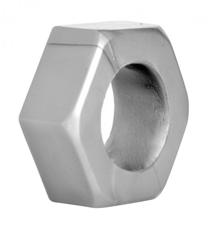 Designed for a tight fit for long lasting erections, this nu... Master Series - Hex Heavy Duty Cock Ring & Ball Stretcher - Silver photo-2