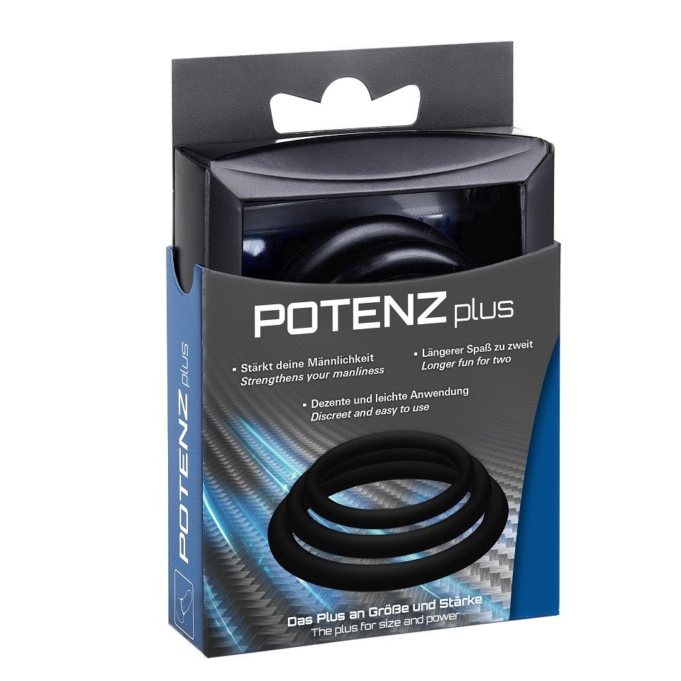 Get your manliness in shape! Simply slide over your penis an... Joy Division - POTENZplus Ring Set - Black photo-3
