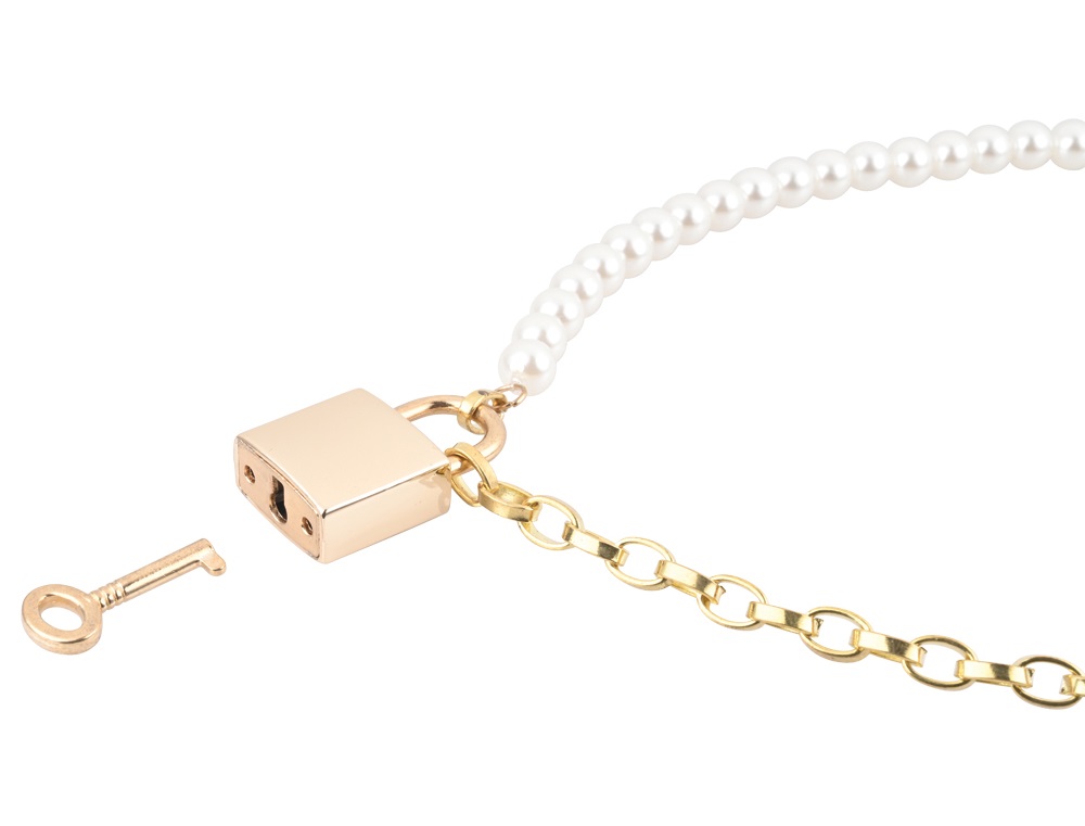 Live in submissive luxury with the Pearl Day Collar. Feel li... Sex&Mischief - Pearl Day Collar - White/Gold photo-3