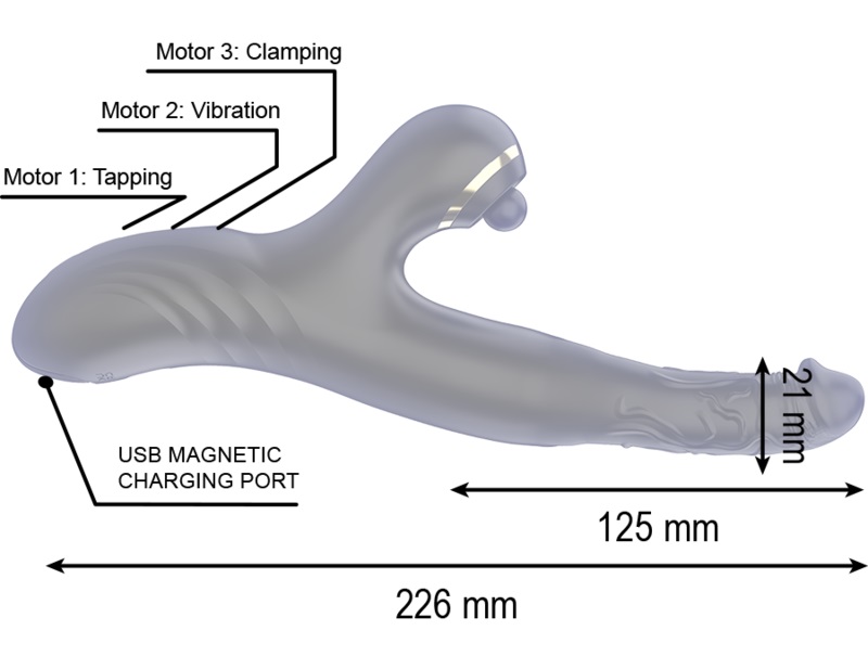 The TWO DRAGONS vibrator from IBIZA is a dual stimulation de... Ibiza - Two Dragons Tapping Vibrator - Black photo-7