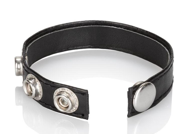 Extend your personal pleasure and stamina with the easy to u... CEN - Leather 3-Snap Ring - Black photo-4
