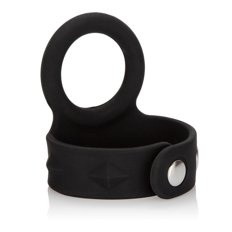 Maximize your orgasmic pleasure with the Silicone Tri-Snap S... CEN - 3-Snap Scrotum Ring Medium - Black photo-2