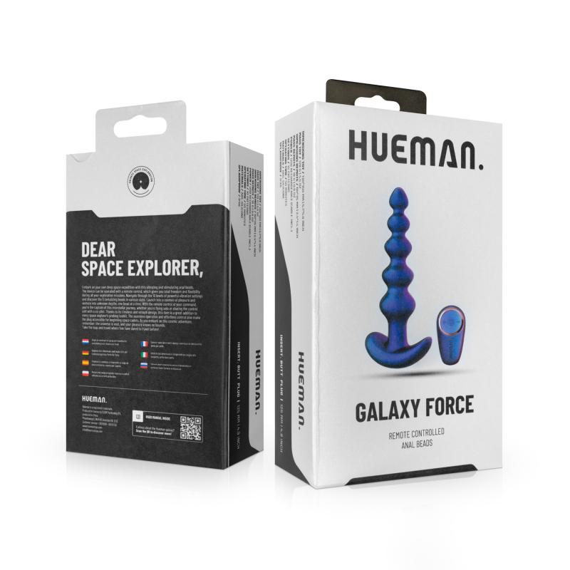 Explore yourself with this vibrating butt plug. With a total... Hueman - Galaxy Force Vibro Beads w Remote - Blue photo-10
