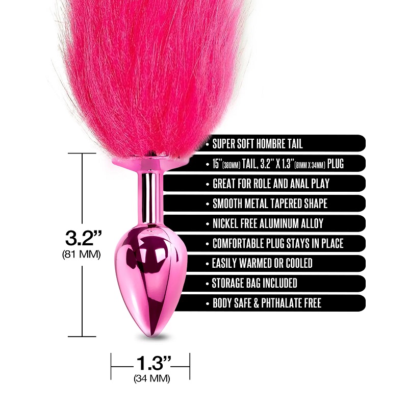 Release your inner animal with a fluffy faux fur purple ombr... Nixie - Tail Metal Plug - Pink photo-2