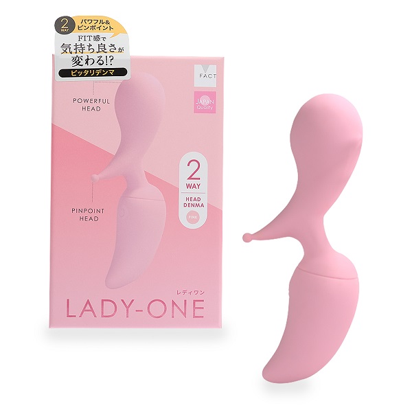 This cute magatama-shaped vibrator allows you to enjoy both ... Fact - Lady One 2-Way Vibrator - Pink photo-8