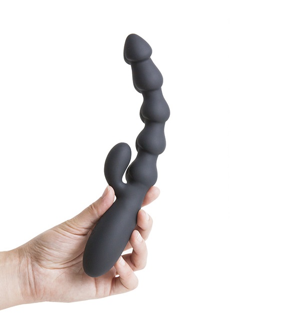 Swagger is a rabbit vibrator with a special and very versati... S Pleasures - Swagger Bead Rabbit Vibrator - Black photo-2