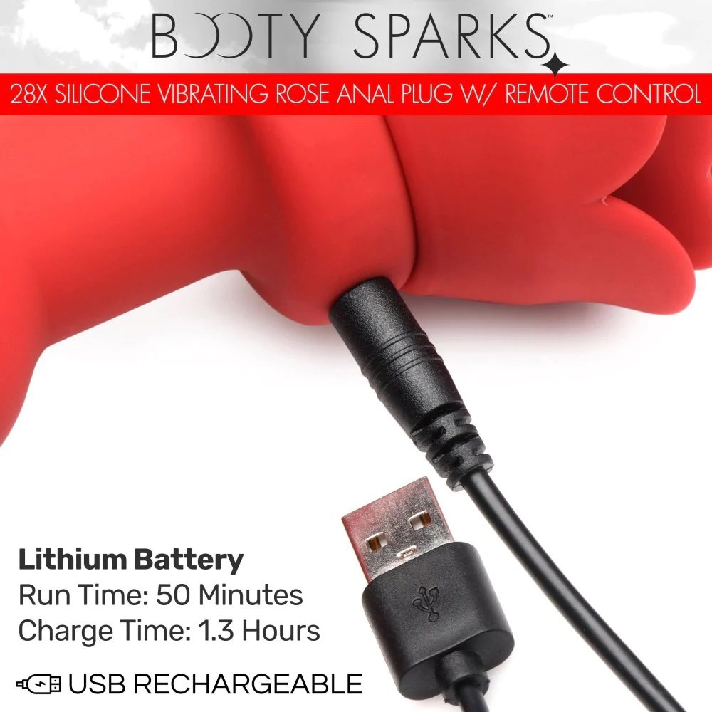 Adorn your booty and add some backdoor pleasure to your play... Booty Sparks - 28X Rose Vibro Anal Plug S - Red photo-7