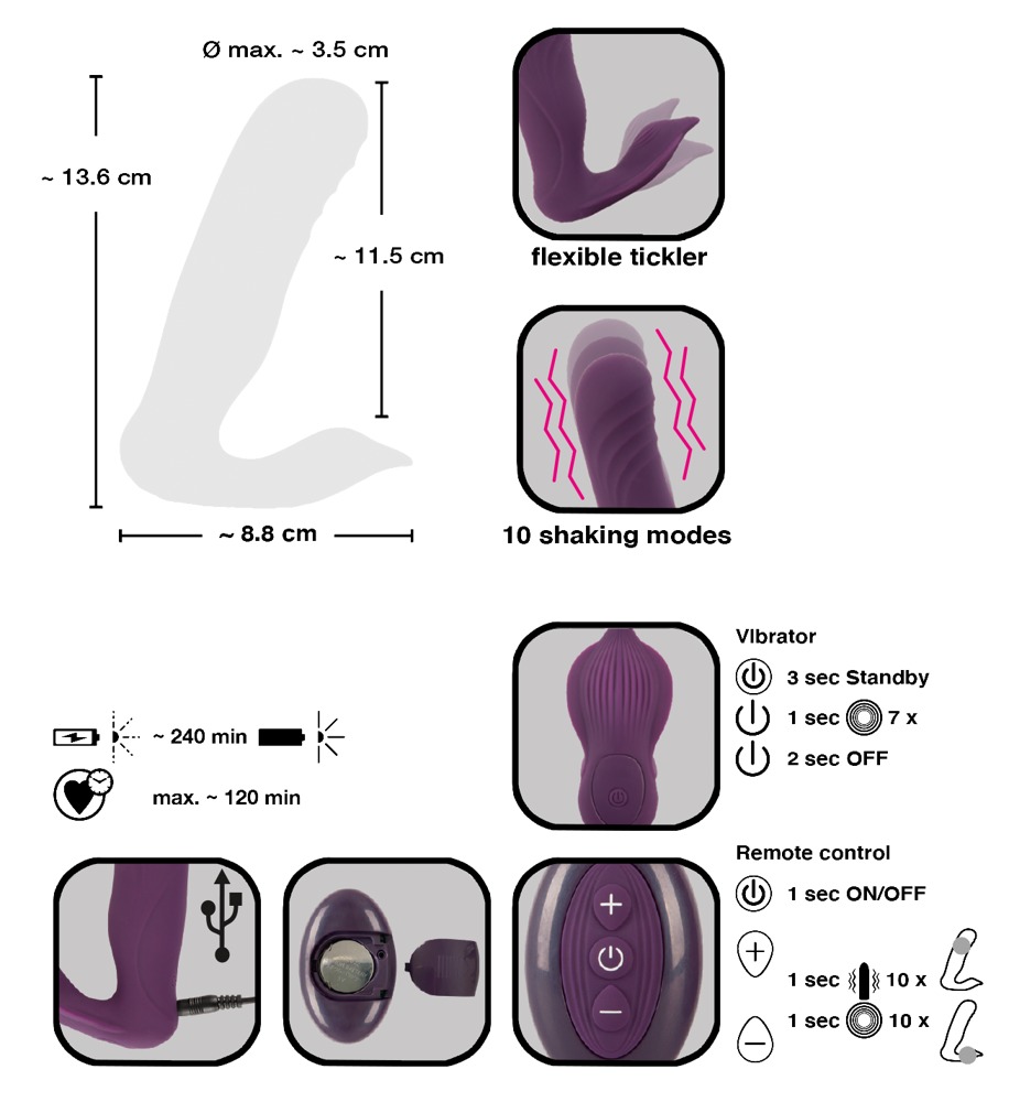 Deeply stimulating, discreet pleasure-giver for the panties!... Javida - RC Shaking Panty Vibe - Purple photo-9