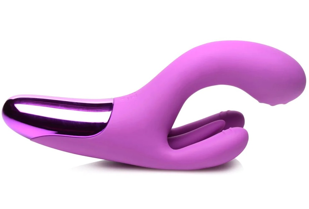 Indulge in pleasure you’ve never known before with this Trip... Bang! - Triple Rabbit Vibrator - Purple photo-3
