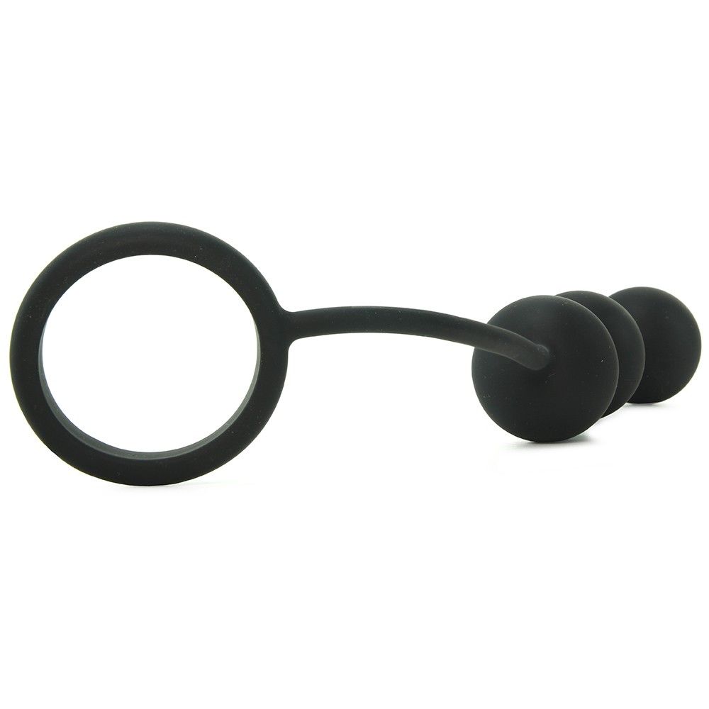 This set of silicone coated heavy weighted balls are attache... TOF - TOF Silicone Cock Ring w/ 3 Weighted Balls photo-5