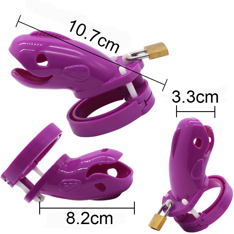 Short Whale head chastity cage
Total high: 110mm
Cage high:... FAAK - Short Whale Chastity Cage - Purple photo-7