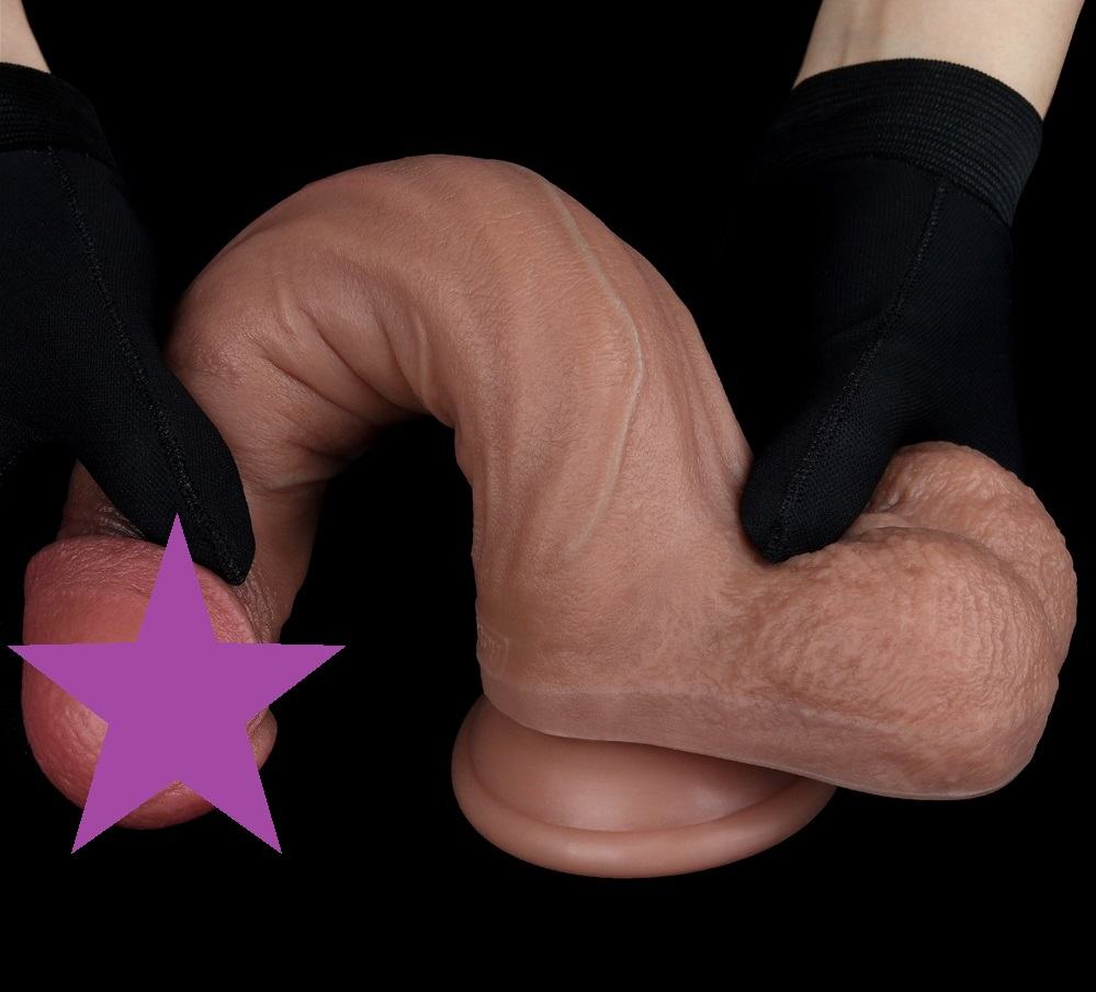 Experience unparalleled pleasure with our Dual-Layered Silic... Lovetoy - 9'' Dual Layered Natural Dildo - Brown photo-2