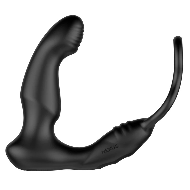 This exciting combination of a cock and ball ring and a pros... Nexus - Simul8 Wave Prostate Massager w Ring - Black photo-2