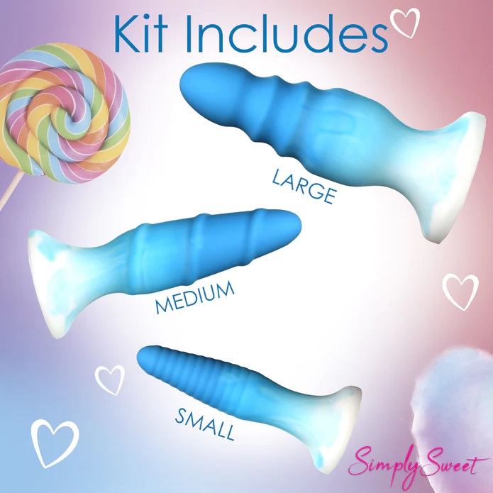 This set of three plugs gives you the best in variety of siz... Simply Sweet - Butt Plug Set 3 pcs - Blue photo-7